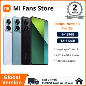 グローバルバージョンXiaomi Redmi Note 13 Pro 5GスマートフォンNFC 6.67インチ120Hz AMOLED SCREEN SNAPDRAGON 7S 67Wターボチャージ5100MAH