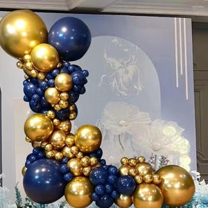 Decorazione per feste Blue and Gold Series Balloons Set 101pcs per festival Anniversario di compleanno Celebrazione matrimonio Varie decorazioni