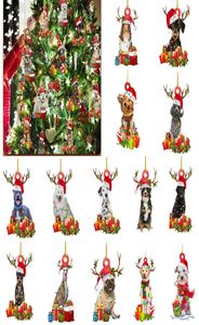 2021 Wooden Cute Dog Christmas Tree Ornament Xmas Shatterproof Ball Figurines Decor Nativity Party DIY Blessing Puppy Deer Pendant7142790