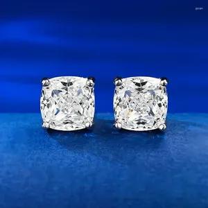 Studörhängen Springlady 925 Sterling Silver 7 7mm High Carbon Diamond Gemstone Wedding Engagement for Women Fine SMEEXKE
