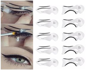 10pcs szablon eyeliner kota oko Ryba Ogon podwójnie skrzydło Eyeliner Modele Szablon Szablon Narzędzia do kształtowania brwi Szablon Karta DIY2980781