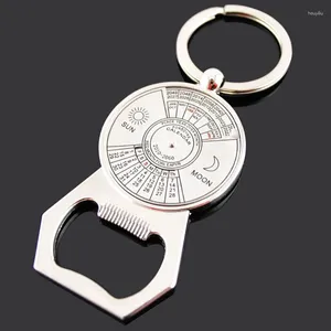 Keychains Astrology Key Chain 50 Years Super Perpetual Calendar Bottle Opener Rings Party Gift Holder smycken