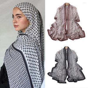 Scarves 180 70CM Arabic Headscarf Pearl Chiffon Printed Scarf Full Cover Head Wrap Non-Slip Breathable Long Turban Shawl