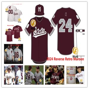 Lane Forsythe MSU Baseball Jersey 22 Ross Highfill 7 Connor Hujsack 11 Kellum Clark 27 Wil Hoyle 5 Aaron Downs Mississippi State Bulldogs Maglie personalizzate cucite