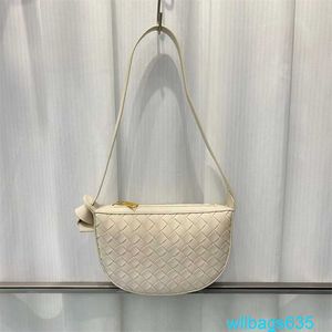 Bolsas de ombro do sol no sol meia -lua com zíper de lua bottegveneta bolsa de couro B Família tecida genuína bolsa feminina de couro versatil tem logotipo hbcpf8