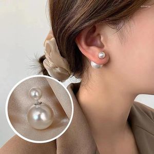 Brincos de garanhão simples delicado imitação de dois lados Ear para mulheres bijoux coreano boucle festas de casamento jóias meninas presentes