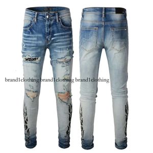 Männer Jeans Distressed zerrissener modisches Motorrad Moto Biker Kausal Denimhose Hip Hop Hosen