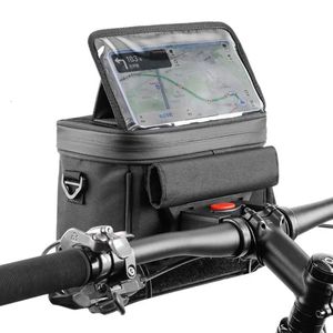 Fahrradkorb -Lenker Pannier -Fahrradtransporthalter Reitbeutelbeutelbeutel mit Mobiltelefonnavigationshalterung 240329