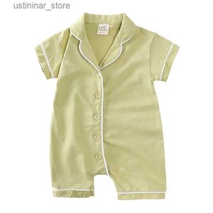 Rompers baby pyjamas sommar sömnkläder för flickor kommer pojke bomull kort ärm jumpsuit spädbarn bodysuits enstycken 6 18 till 24 månader l47