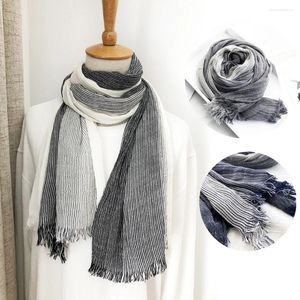 Scarves Autumn Winter Cotton Blend Gradient Hijab Casual Female Linen Wrinkled Scarf Male Large Size Shawl