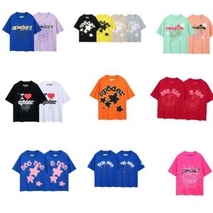 Kobiety z kapturem Sp5der 555 T-shirt uliczny odzież pająka Wzór internetowy drukowana para koszula sportowa letnia sport