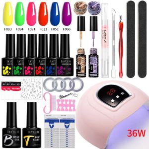 Kits Lilycute Manicure Set With Nail Dryer Lamp Spring Summer Color Gel Polish Set Semi Permanent Soak Off Nail Art Tools Kits