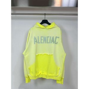 Klassisk lös tejp Balencigaas hoodies hoody mens tröjor Paris modedesigner tryckt tvättade slitna huva löst passande mångsidiga par 0m2e t1m1