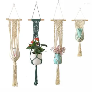 Hooks Practical Plant Pot Storage Holder Rack Woven Hanging Basket Flowerpot Lifting Rope Hanger Hem Nödvändig trädgårdsdekor