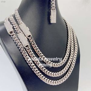 8mm Iced Out VVS Moissanite Diamond Clasp Thick Miami Cuban Purity 925 Silver Necklace