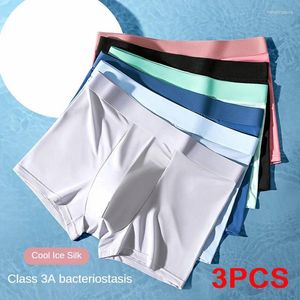 Underpants 3pcs Shorts bequeme Unterwäsche Männer Dessous Ice Seiden Männer Höschen Traaceless Boxer atmungsaktives Sportbesprechungen Geschenk