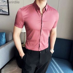 Camisas casuais masculinas Camisas de hombre coreano Roupas de luxo de verão Mens camisa de manga curta grande camisa social slim fit