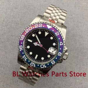 Wristwatches LOGO/NO LOGO 40mm NH35A Automatic Black Purple Men Watch Sapphire Glass Screw Crown Luminous Hands Jubilee Bracelet