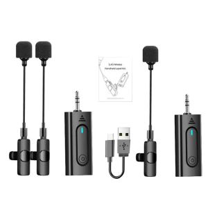 Microfones Professional Wireless Microphone 2.4G Portable Lapel Microphone Wireless Lavalier Microphone For Vlog TourLive Broadcast Gaming