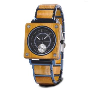 Zegarek zegarek unisex kwarc zegarek drewniany stal ze stali nierdzewnej kombinacja wielofunkcyjna chronograf odporna