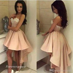 Klänningar 2019 Modern Sweetheart Lace Highlow Cocktail Dress Sweety Party Dress Homecoming Graduation Dress Plus Size Custom Made