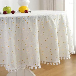 Table Cloth Tablecloth With Tassel Dust-Proof Floret Circular Cover For Kitchen Dinning Room Tabletop Decor