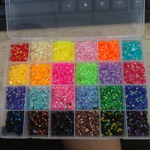 Analysator Kawaii 1Box 3mm harts Non Hotfix Rhinestone 24000pcs (24*1000) Mix Jelly Colorful Nail Art Flatback Glitters Gems Stones 24girds