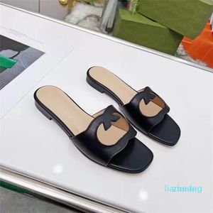 Slippers Fashion Ladies Designer Flat Sandals Leather Leather Dlip-Flops