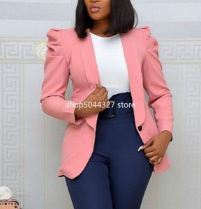 Kvinnor Blazer Office Ladies Elegant Outwear Långärmad arbete Wear Classy Female Pink Suit African Modest Plus Size Autumn Fashion W4662680