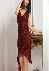 カジュアルドレスプラスサイズの女性2021 Vestido de Mujerの服Ruched Night Dress Bodycon Tassel Christmas red6819952