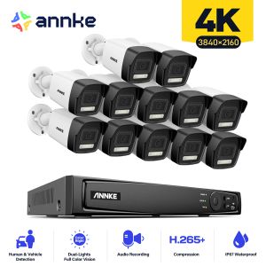 System Annke 8MP Ultra HD POE Video Sicherheitssystem 4K 16Ch NVR 12x 8 MP Wetterfeste Überwachung IP -Kameras Humaner Fahrzeugerkennung