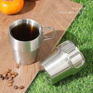 Mugs 1PCS Stainless Steel Cup Stackable Coffee Outdoor Drinkware Water Beer Mug Camping For Picnic