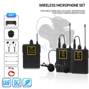 Mikrofone Wireless Lavalier -Mikrofon mit Audio -Monitor -Funktion Kamera -Mikrofon UHF Wireless Revers Mic für Smartphones DSLR -Kameras