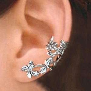 バックイヤリングHuitan Aesthetic Clip Cuff Lap Earring for Women nonpitced Antique Silver Color Personality Accessories女性トレンディ