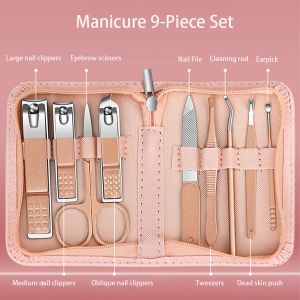 Kits Zipper Bag 9 PCS Beauty And Nail Care Set For Decoration Eyebrow Nail Clippers Full Set Pedicure Nail Manicure Kit