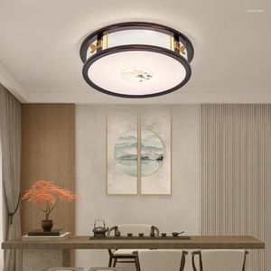 Luzes de teto redondo lâmpada de sala de estar retro zen chá chinês de estilo e iluminação e iluminação
