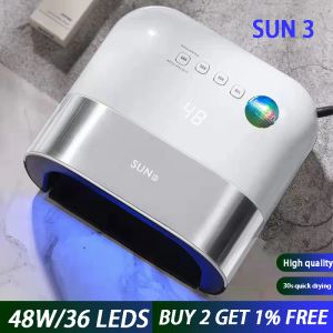 Connectors Uv Lamp Nail Dryer Sun3 48w Uv 36leds Drying Curing Nail Polish Gel Invisible Digital Timer Displays Professional Manicure Tools