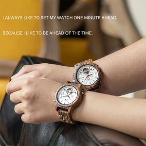 Wristwatches Couple Wooden Mechanical Watch Valentine's Day Calendar Date Men's And Women's Watches Casual Wedding Romantic