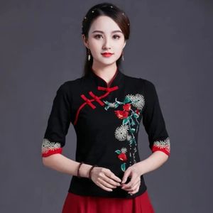 Frauen Kleidung Hemden für Frauen T-Shirts Y2K Tops Vintage Women Clothing Fashion Casual Elegant Summer Stickerei Ethnischer Stil 240325