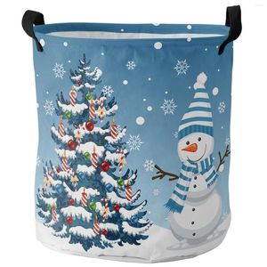 Borse per lavanderia natalizia Snowman fiocchi di neve cesto sporco Organizzatore casa pieghevole abbigliamento per bambini