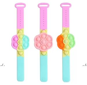 DHL Toys Six Leaf Clover Rotating Wrist Strap Bracelet Push Bubble Stress Reliever Adult Children Decompression5640871