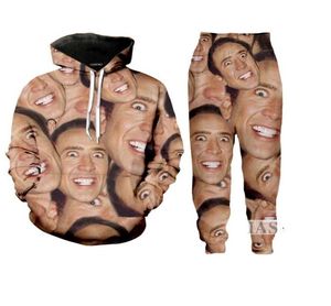 New Fashion MenWomens Famous Actor Nicolas Cage Funny 3D Print HoodiePants5039531