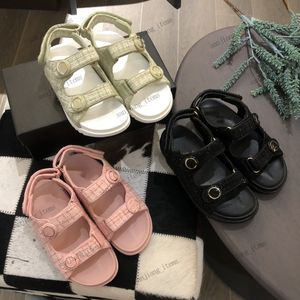 2024 Tweed Dad Sandal Sandal Slowes Kids Slingback Chłopiec Buty Platforma Platforma Grube Mule Mule Plaży Sandały Sandały poślizgowe na pasku mieszkania Nowy rozmiar 26-35