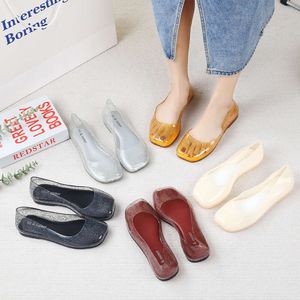 Jelly Baotou Sandals Womens Head Flat Bottom New Fashion Transparent Ballet Shoes