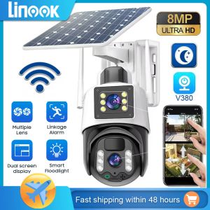 Kameras Linook V380 Pro WiFi 4K 8 MP, Solarantrieb CCTV -Kamera, PTZ Outdoor Wireless, Twoway Call, CCTV -Überwachungskamera