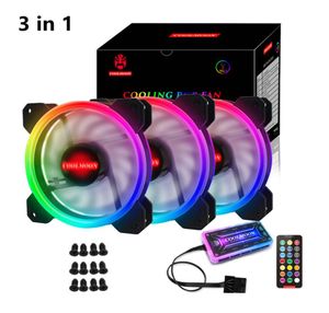 3 PACKS RGB CASE FANS 120mm 12cm Hög luftflöde Tyst justerbar färgglad PC -fläkt för datorfall3858426