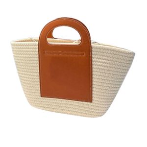 Tasarımcı Çantalar Kadınlar Rattan Straw Düğme Alışveriş Çantası Moda Lady Sepet Çanta Çanta Tığ işi büyük kapasiteli çim çimen boyutu 26 cm