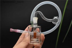 Smoking Pipes cheap Mini Glass Oil Burner Water Bong for dab rigs Bongs Ash Catcher Hookah Pipe oil rig pipe with silicone hose and 10mm male glass burner pip Q240408