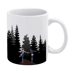 Canecas Pricefield Caneca branca Coffee 330ml Cerâmica de leite de leite xícaras de chá e presente de viagem para amigos a vida é estranho lis