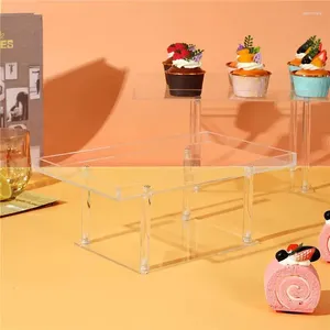 Party Supplies Naxilai One Set 3pcs Wholesale Transparent Square Acrylic Cake Stand Can Be Filled Tray Wedding Banquet